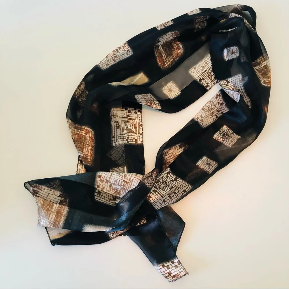 2 Silky Scarf Bundle, Animal Leopard Print & Abstract, Rectangle, 2 for 1 Trendy